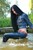 wet girl get wet wet hair fully clothed jacket jeans denim leather jackboots heels lake