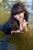 wet girl get wet wet hair swim fully clothed jacket t-shirt leggings boots lake
