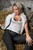 wet girl get wet wet hair leggings t-shirt fur vest high heels water