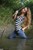 wet girl get wet wet hair swim fully clothed tight jeans t-shirt leather boots lake