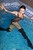 wet girl get wet wet hair swim fully clothed mini dress fishnet stockings leather high heels boots pool