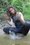 wet girl get wet wet hair swim fully clothed leggings tights denim shorts blouse lake