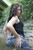 wet girl get wet wet hair swim fully clothed leggings tights denim shorts blouse lake