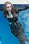 wet girl get wet wet hair swim fully clothed leather jacket guipure blouse leggings shoes pool