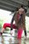 wet girl get wet wet hair fully clothed leggings top denim shorts gloves socks baseball cap river