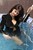 wet girl get wet fully clothed jacket shorts stockings sexy top boots poo