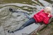 wet girl get wet fully clothed jacket jeans t-shirt shoes lake