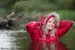wet girl get wet fully clothed jacket jeans t-shirt shoes lake