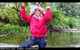 wet girl get wet fully clothed jacket jeans t-shirt shoes lake