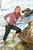 wet girl get wet wet hair swim fully clothed jeans shirt sea