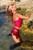 wet girl wet hair get wet swim fully clothed top mini skirt jackboots high heels fully soaked lake