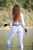 wet girl get wet wet hair swim fully clothed jacket tight jeans blouse evening gloves high heels shoes lake