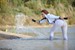 wet girl get wet wet hair swim fully clothed jacket tight jeans blouse evening gloves high heels shoes lake