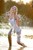 blonde wet girl wet hair get wet fully clothed t-shirt jacket leggings high heels lake
