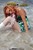 wet girl wet hair get wet sundress white stockings high heels fully soaked sea