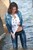 wet girl get wet wet hair swim fully clothed tight jeans jacket denim high heel sandals sea
