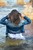 wet girl get wet wet hair swim fully clothed tight jeans jacket denim high heel sandals sea