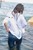 wet girl get wet wet hair swim fully clothed tight jeans jacket denim high heel sandals sea