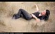 brunette wet girl wet hair get wet fully clothed corset leggings leather mantle high heels boots lake