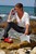 wet girl get wet wet hair fully clothed jeans blouse high heels sea