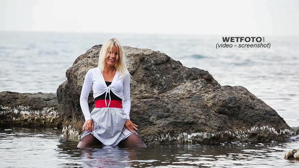 wet girl get wet wet hair swim fully clothed bolero tights high heels