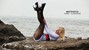 wet girl get wet wet hair swim fully clothed bolero tights high heels