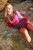 wet girl get wet wet hair swim fully clothed fishnet stockings shorts shirt sea