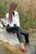 wet girl get wet wet hair soaking wet jacket golf leather pants high heels lake