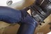 wet girl get wet fully clothed wet hair leather jacket tight jeans gloves high heel boots bath