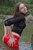 wet girl get wet wet hair swim fully clothed blouse bra pants leather jackboots lake