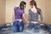 wet girl get wet wet hair fully clothed tight jeans blouse socks jacuzzi bath