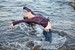 wet girl get wet swim fully clothed wet hair jacket shirt jeans sea