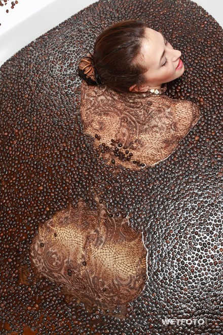 wet girl get wet wet hair fully clothed dress high heels bath