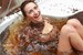 wet girl get wet wet hair fully clothed dress high heels bath