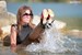 wet girl get wet wet hair swim fully clothed dress stockings high heels shoes lake