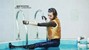 wet girl get wet wet hair swim fully clothed fur vest bodysuit jeans blouse gloves boots heels jacuzzi