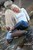 wet girl get wet fully clothed blouse jeans denim shorts stockings shoes high heels lake