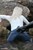 wet girl get wet fully clothed blouse jeans denim shorts stockings shoes high heels lake