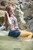wet girl wet hair get wet swimming fully clothed blouse  denim shorts stockings shoes high heels sea