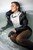 wet girl brunette wet hair get wet swimming fully clothed leather jacket shirt skirt stockings shoes high heels bath shower