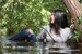wet girl brunette wet hair get wet swimming fully clothed tight jeans sweater tights shoes high heels river