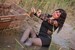 wet girl brunette wet hair get wet swimming fully clothed tight dress stockings heels lake