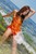 wet girl brunette wet hair get wet swimming fully clothed orange dress sea
