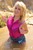 wet girl get wet blouse denim shorts tights high heels swim fully clothed lake