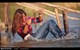 wet girl get wet wet hair swim fully clothed jeans shirt sneakers lake