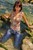 wet girl get wet wet hair soaking wet swim fully clothed t-shirt jeans high heels sea