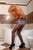 wet girl get wet wet hair leather jacket tights golf denim shorts tights high heels jacuzzi