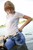 wet girl get wet wet hair swim fully clothed golf jeans sandals lake