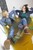 wet girl get wet jacket denim jeans blouse scarf boots clothes bath shower