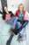 wet girl get wet wet hair leather jacket jeans blouse shirt tights high heels bath